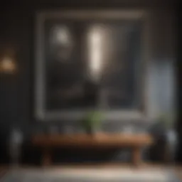 Elegant arrangement of oversized art pieces on a spacious wall