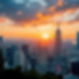 Skyline view of a vibrant city