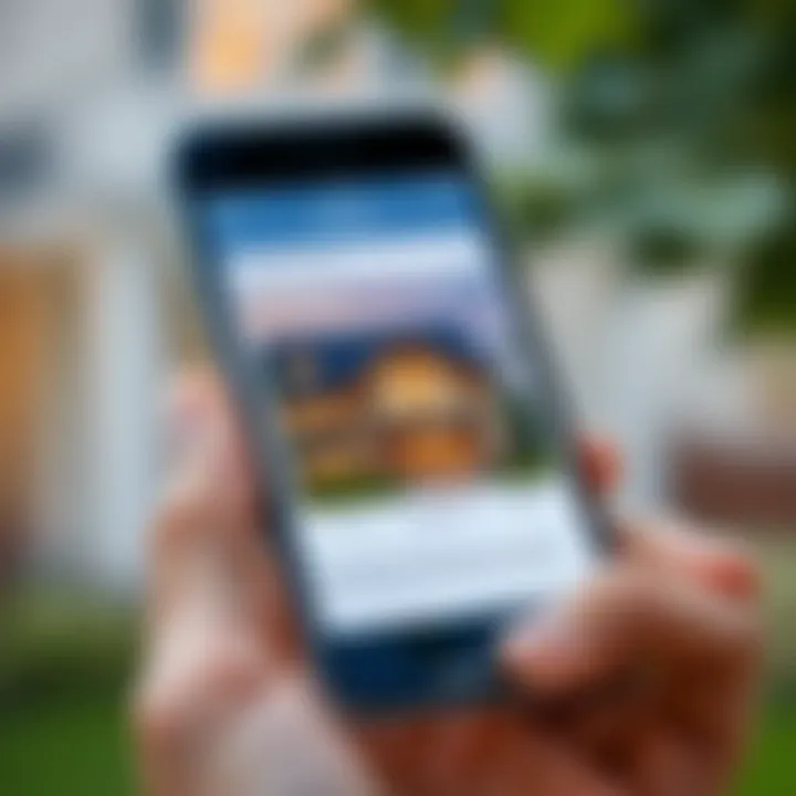 A close-up of a smartphone displaying a property search app