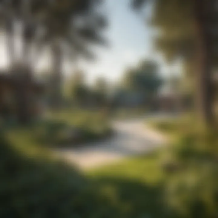 Community park with greenery and families enjoying the outdoors
