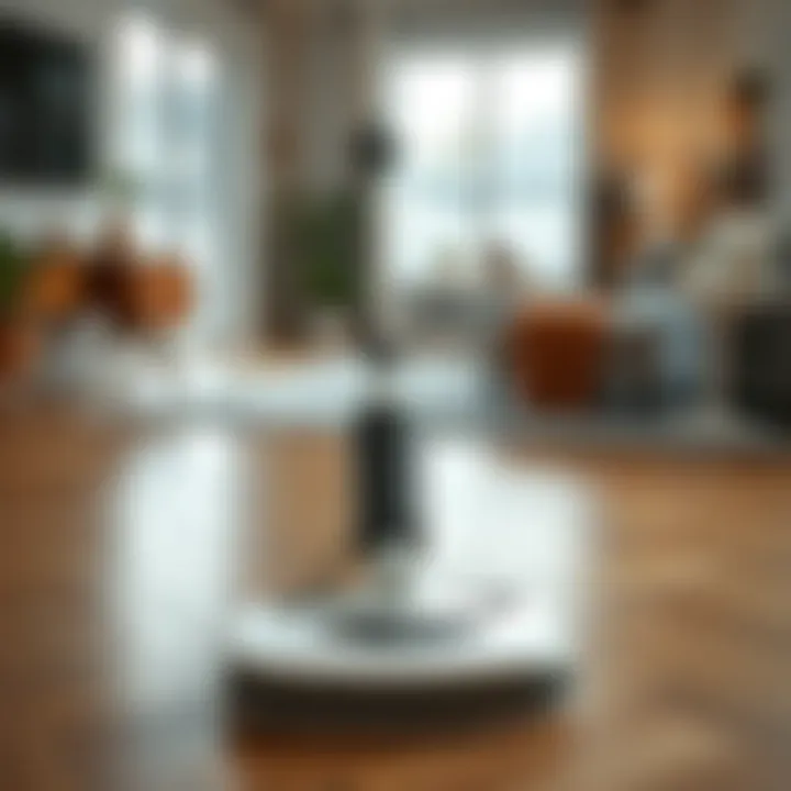 High-tech cleaning device in action on a floor