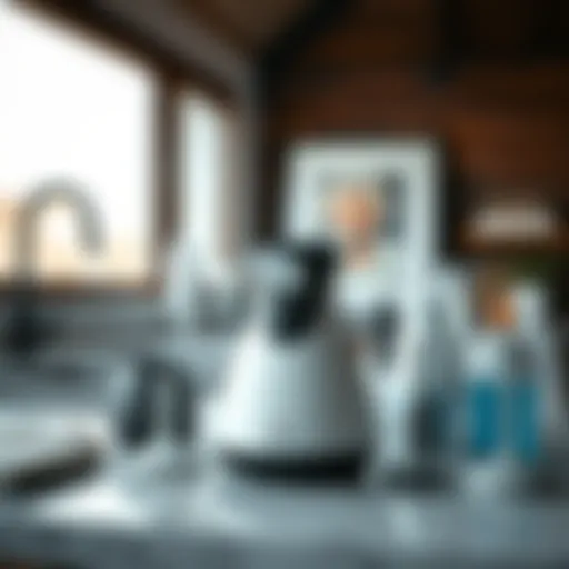 Sleek modern cleaning gadgets on a countertop