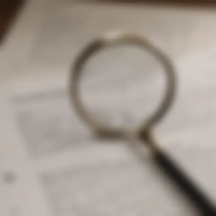 A magnifying glass over a contract representing the importance of scrutinizing agreements