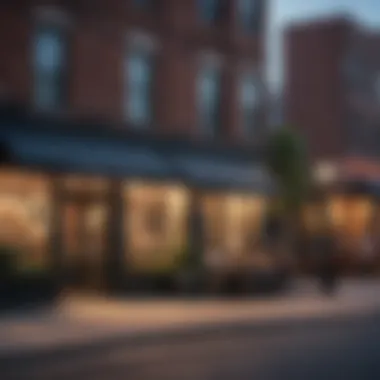 Dynamic urban lifestyle with cafes and shops