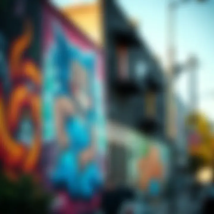 Vibrant street art in a trendy neighborhood