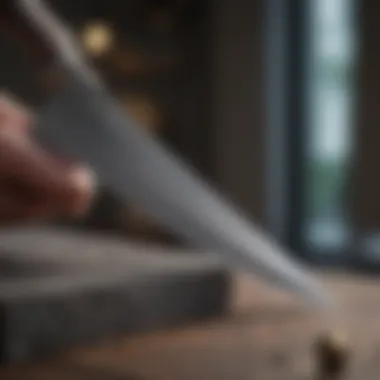Angle Technique for Optimal Sharpness Demonstrating the angle technique for sharpening a blade