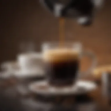 Perfectly Brewed Coffee A perfectly brewed cup of coffee poured from a French press, highlighting the rich color and texture.