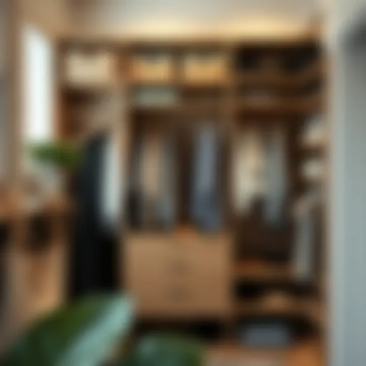 Aesthetic arrangement of clothing and accessories in a closet