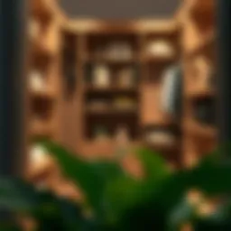 Elegant closet organization with stylish shelving units