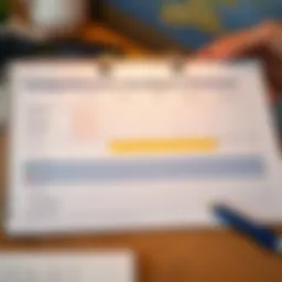 A detailed budget planner with various expense categories highlighted.