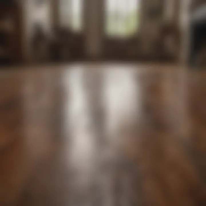 Demonstrating cleaning technique on wood floor