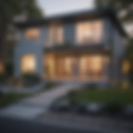 Modern home exterior with a for sale sign