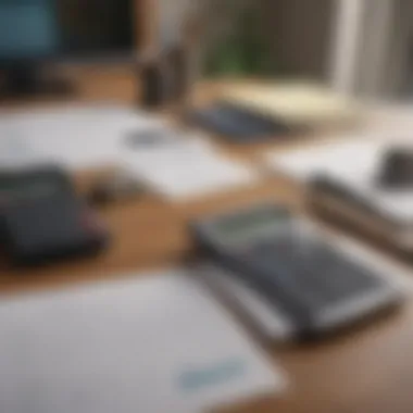 Financial documents and calculator on a desk