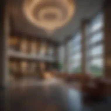 Luxurious Accommodations in Dallas Luxurious hotel lobby with modern design and inviting atmosphere in Dallas