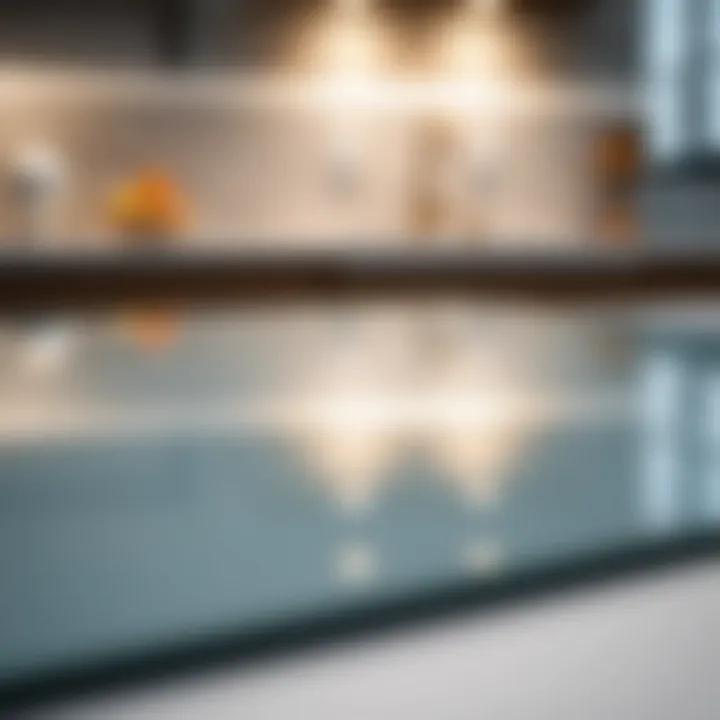 Sleek Surface of Glass Cooktop Close-up of glass cooktop showcasing its sleek surface