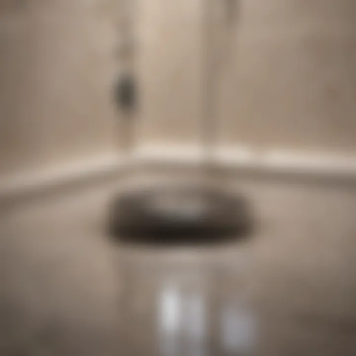 A clean shower drain, free from debris