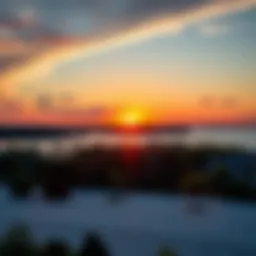 Panoramic view of White Rock Lake at sunset