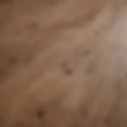 Close-up of laminate floor showing scratches and wear