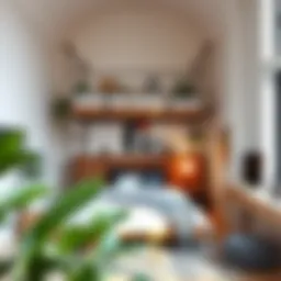 A modern loft bed in a stylish studio apartment