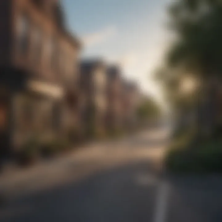 A bustling neighborhood scene illustrating local economic activity.