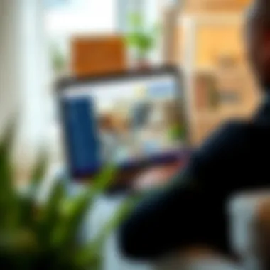 Exploring Housing Options Online A person reviewing rental listings on a laptop