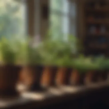 Diverse Selection of Indoor Herbs A vibrant indoor herb garden showcasing various herbs in pots