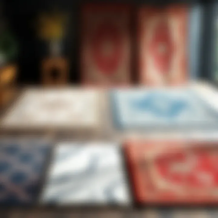 Variety of Area Rugs Different types of area rugs displayed elegantly