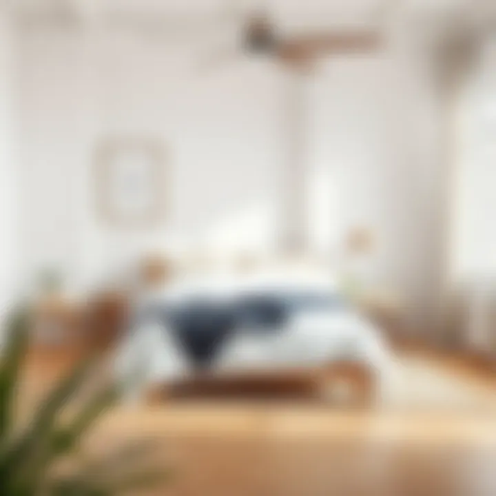 A serene bedroom featuring neatly arranged bedding and tidy surfaces