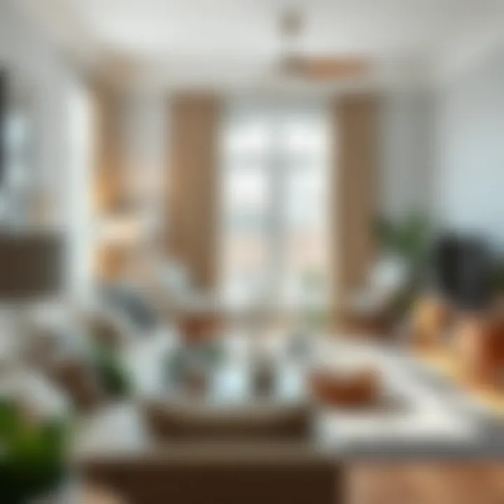 A clean living room showcasing organized furniture and decor