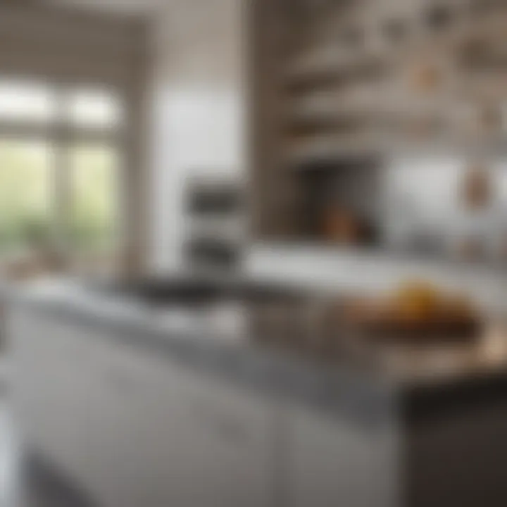 A pristine kitchen with sparkling countertops and neatly arranged utensils