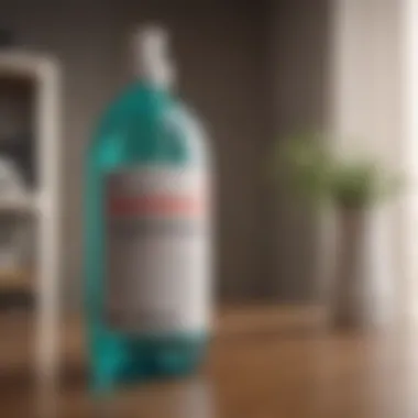 A person reading the label of a disinfectant