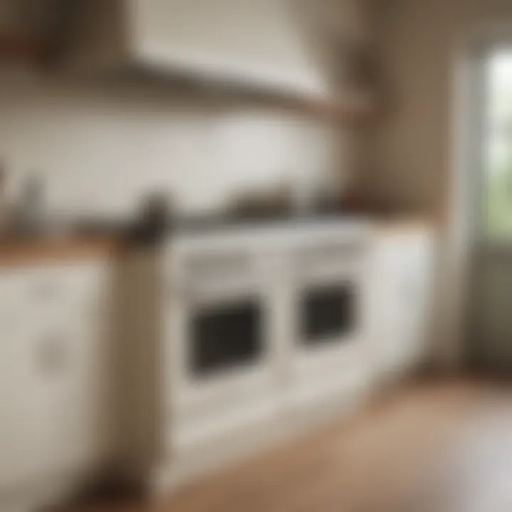 Off white stove integrated into diverse kitchen styles