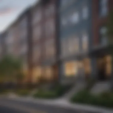 A vibrant street view of a townhouse-lined block in DC