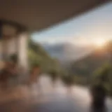 Scenic mountain landscape viewed from a two-bedroom apartment balcony