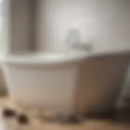 Clogged bathtub with visible debris