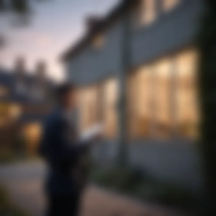 Detailed view of an inspector examining a property