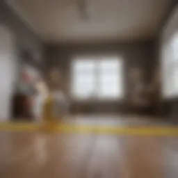 Measuring tape laid across a room