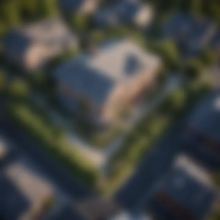 Aerial view of a residential property showcasing its dimensions