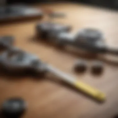Calculator and measuring tape on a wooden surface