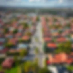 Aerial view of a vibrant cityscape with diverse housing options