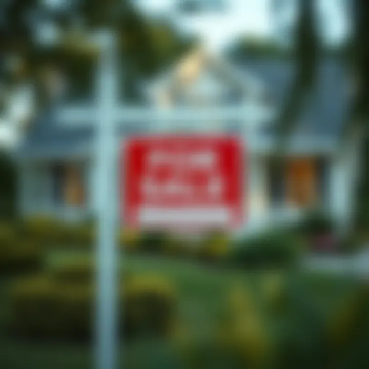 Symbol of a Competitive Real Estate Market Close-up of a 'For Sale' sign in front of a charming home
