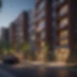 An urban landscape showcasing multifamily housing units
