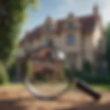 A magnifying glass focusing on a house, indicating searching for off-market properties