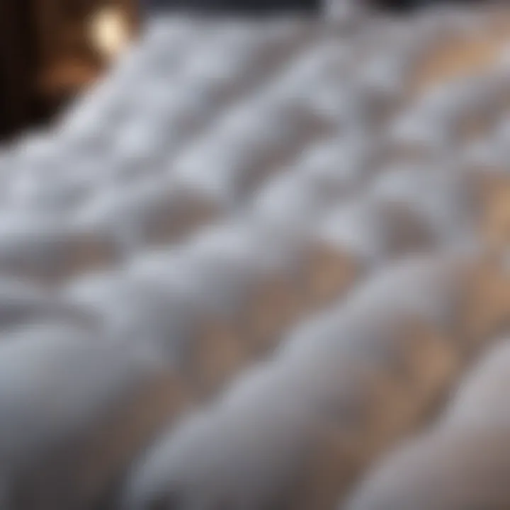 Close-up of a duvet filled with premium down feathers