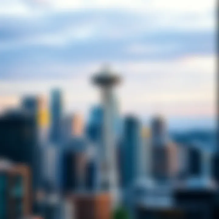 Seattle Skyline A panoramic view of Seattle skyline showcasing modern architecture