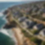 Aerial view of San Diego coastline showcasing rental properties