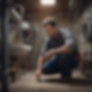 Plumber Inspecting Plumbing Pipes Plumber inspecting plumbing pipes