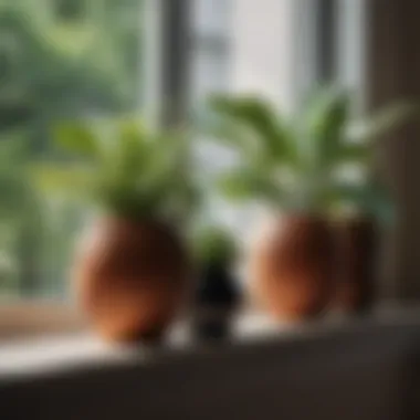 Aesthetic arrangement of pots and greenery