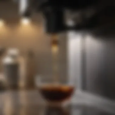 Close-up of vinegar being poured into a coffee machine